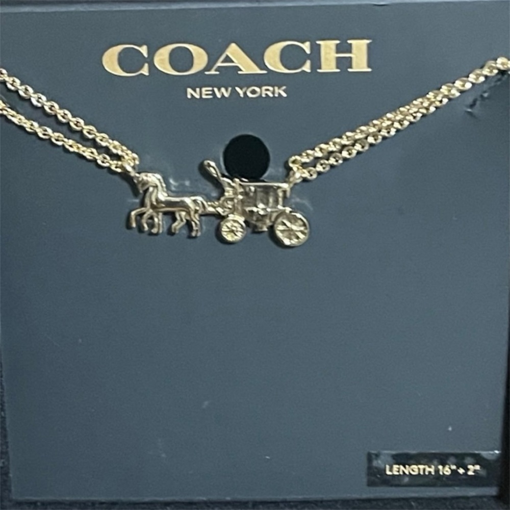 Coach Horse and Carriage Double Chain Necklace